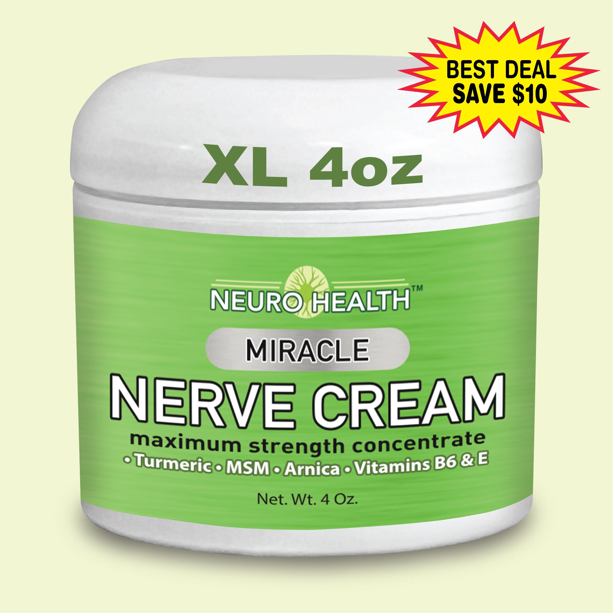 Miracle Nerve Cream - 1 NEW XL 4oz JAR - Save $10 compared to purchasing two 2 oz jars!