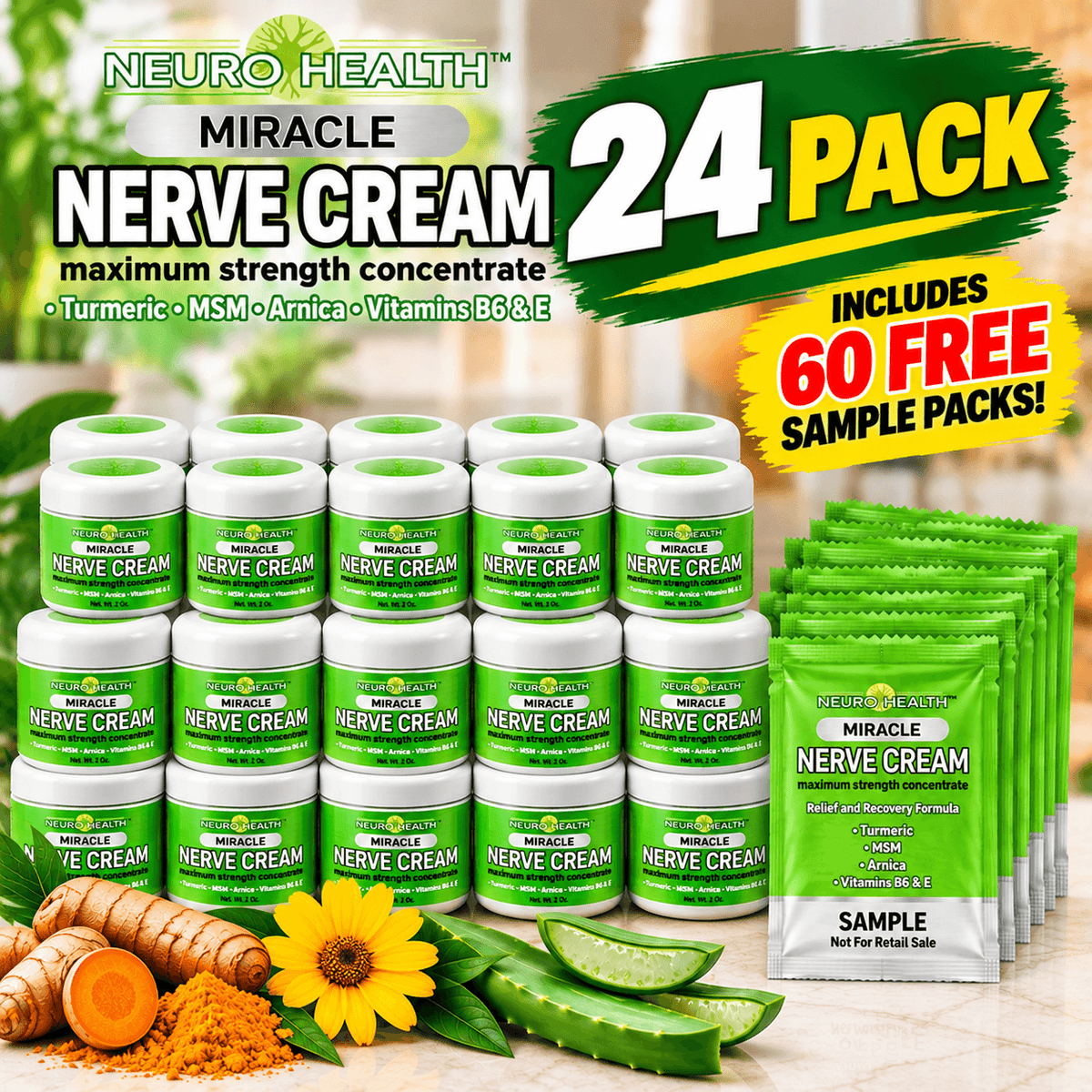 Wholesale 24 Pack with 60 FREE Samples | Maximum Strength Whole Body Formula.   $228.00